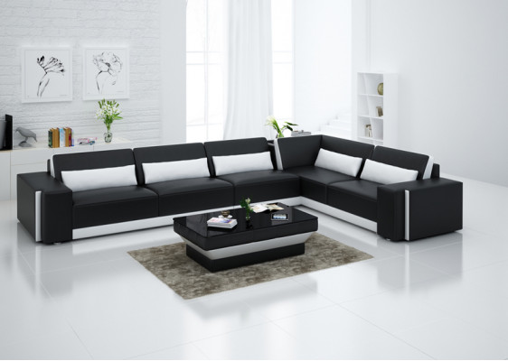 Ledersofa Canapé Wunnlandschaft Eck Modern Ecksotz Design Garnitur Sofa