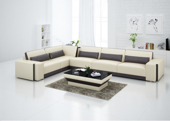 Ledersofa Canapé Wunnlandschaft Eck Modern Ecksotz Design Garnitur Sofa