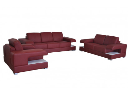 Ledercouch Couch Wunnlandschaft Garnitur Design Modern Sofagarnitur 3+2+1 G8028D