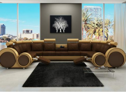 Stoff Textil Canapé Textilcouch mat USB Eckcanapé Sofa Wunnlandschaft XXL Relax Nei
