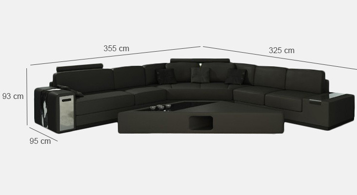 Ledercanapé Eckcanapé Canapé mat USB Polster Designer Eckgarnitur Wunnlandschaft LimaS
