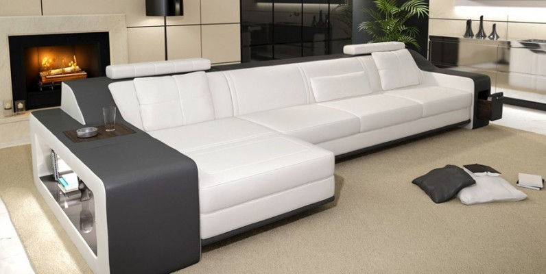Design-Eckcouch Sofa mat USB Polster Sëtz Eck-Garnitur Sofas Lieder Textil L-Form