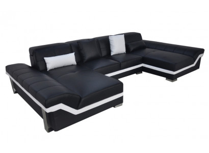 Ledercouch Couch Wunnlandschaft Eck Garnitur Design Modern Couch U-Form mat USB
