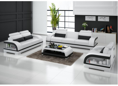 Ledercouch Sitzlandschaft 3+2+1 Sëtzer Sofa Garnitur Dekor Design Nei