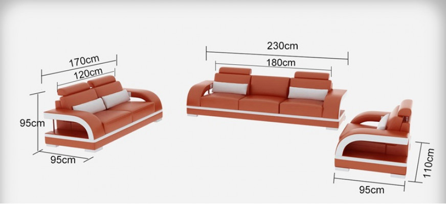 Ledercouch Sitzlandschaft 3+2+1 Sëtzer Sofa Garnitur Dekor Design Nei