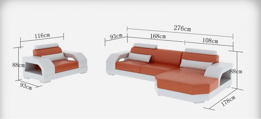 Ledercouch Couch Wunnlandschaft Eckcouch + Sessel Garnitur Design Modern LED USB