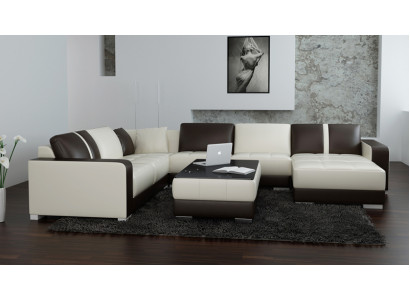 Ledercouch Canapé Wunnlandschaft Eckcouch Eck Garnitur Design Modern Sofa mat USB