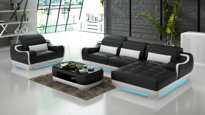 Liederzofa Canapé Wunnlandschaft Eckzofa + Fauteuil Nei Garnitur Modern Zofa G8025E