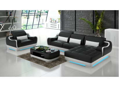Liederzofa Canapé Wunnlandschaft Eckzofa + Fauteuil Nei Garnitur Modern Zofa G8025E