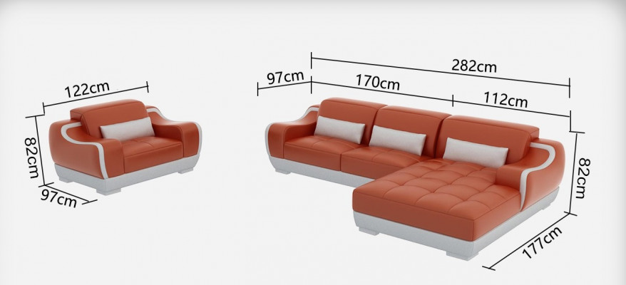 Liederzofa Canapé Wunnlandschaft Eckzofa + Fauteuil Nei Garnitur Modern Zofa G8025E