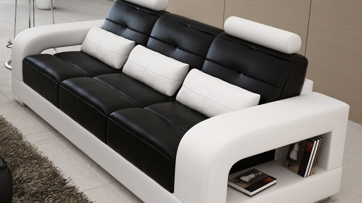 Ledersofa Couch Sofa Garnitur 3+2+1 Sëtzer Garnitur Design Modern Sofa mat USB