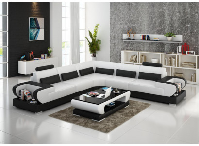 Ledercouch Sofa Wunnlandschaft Eck Garnitur Design Modern Sofa mat USB Eckssofa