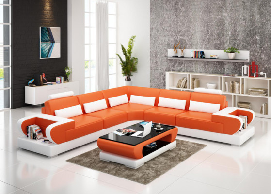 Ledercouch Sofa Wunnlandschaft Eck Garnitur Design Modern Sofa mat USB Eckssofa
