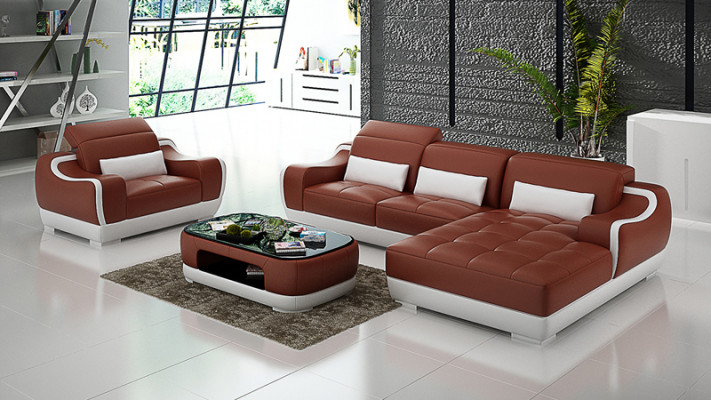 Liederzofa Canapé Wunnlandschaft Eckzofa + Fauteuil Nei Garnitur Modern Zofa G8025E