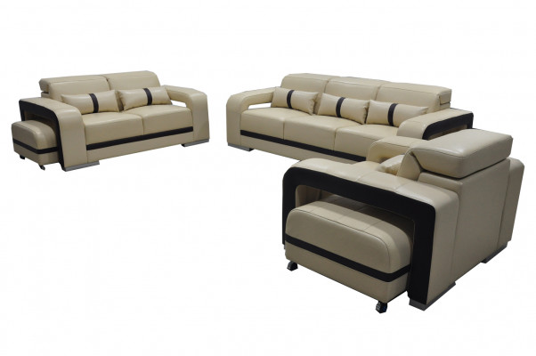Sofa Lieder Canapé Polster Garnitur 3+2+1 Sëtz Komplett Set Design Nei