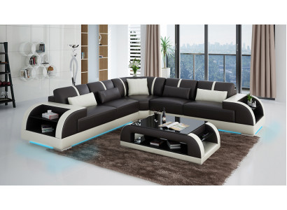 Lieder Canapé Couch Wunnlandschaft Eckssofa Eck Garnitur Design Modern LED USB Canapé