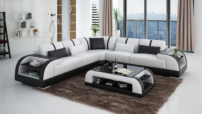 Lieder Canapé Couch Wunnlandschaft Eckssofa Eck Garnitur Design Modern LED USB Canapé