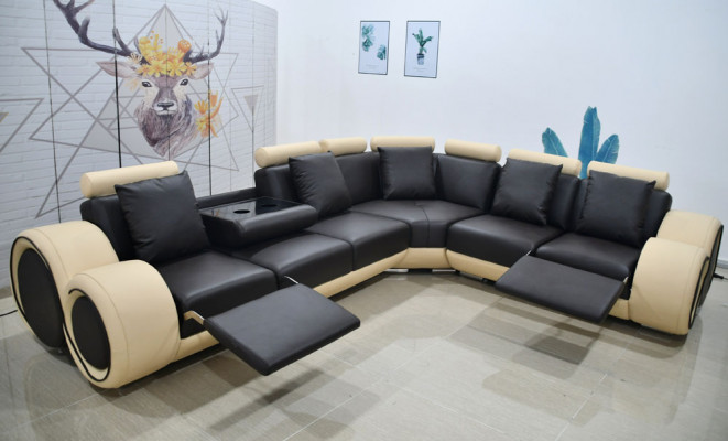Design Ecksofa Couche Garnitur Lieder Relax Funktioun Sofa -- Geschützt Design --