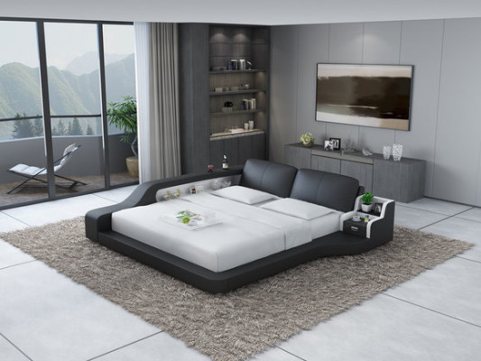 Doppel Luxus Design Liederbett Gepolstert Better mat USB Hotel Multifunktion.