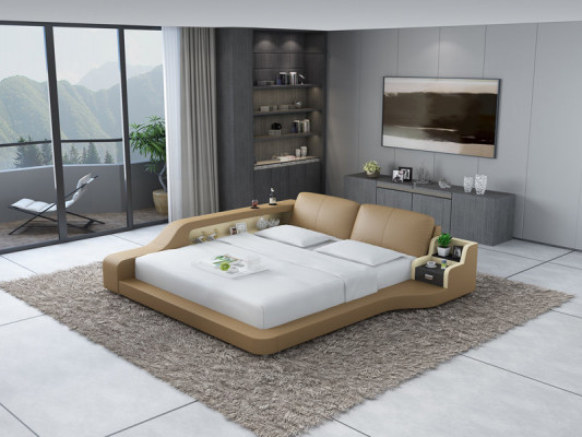 Doppel Luxus Design Liederbett Gepolstert Better mat USB Hotel Multifunktion.