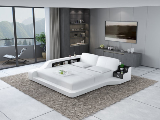 Doppel Luxus Design Liederbett Gepolstert Better mat USB Hotel Multifunktion.