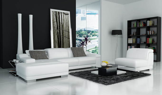 Liederkanapé Sofa Canapé Wunnlandschaft Eckcanapé Ecke Garnitur Design + Fauteuil K5002D