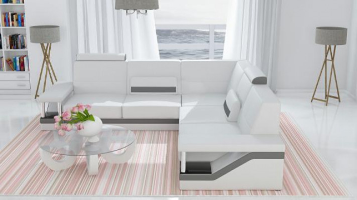 Liederdivan Eckcouch Sofa Canapé Poster Eckgarnitur Sofas Stoff Lieder Garnitur Nei