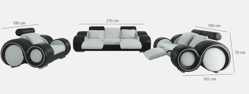 Patentéiert Design Sofagarnitur Komplett Wunnzëmmer Couch Sofa Garnitur BERLIN Set