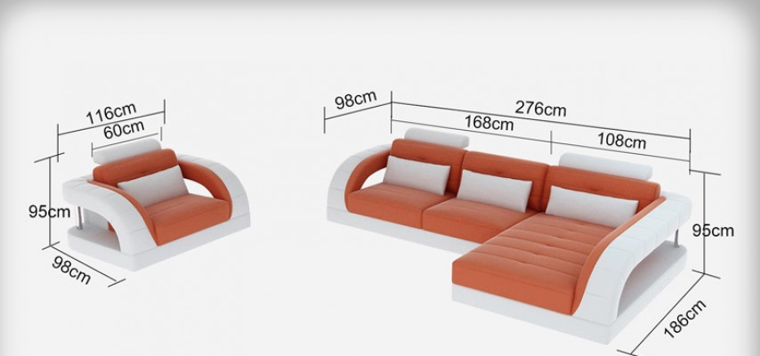 Ledersofa Canapé Wunnlandschaft Eckcanapé + Sessel Nei Garnitur Design