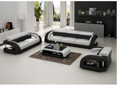 Ledersofa Couch Sofagarnitur 3+2+1 Sëtzer Garnitur Design Modern Sofa Nei USB