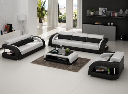 Ledersofa Couch Sofagarnitur 3+2+1 Sëtzer Garnitur Design Modern Sofa Nei USB