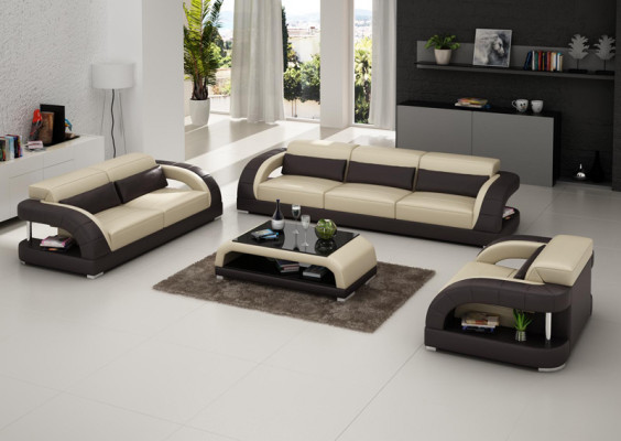 Ledersofa Couch Sofagarnitur 3+2+1 Sëtzer Garnitur Design Modern Sofa Nei USB