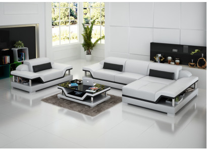 Design Ledersofa Canapé Couch Polster Eck Wohnlandschaft Garnitur Sofaen Neit G8004F