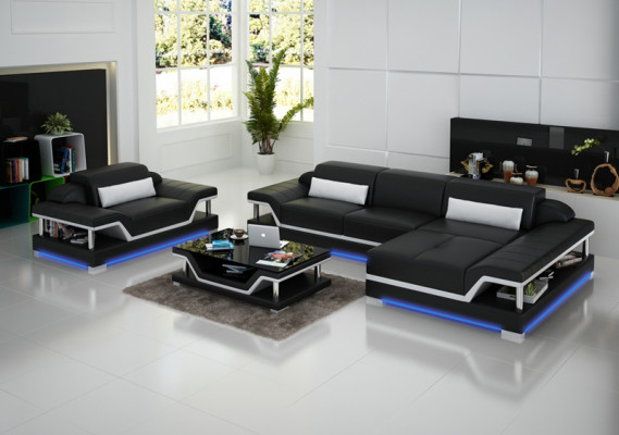 Design Ledersofa Canapé Couch Polster Eck Wohnlandschaft Garnitur Sofaen Neit G8004F