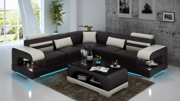 Lieder mëll Canapé Wunnlandschaft Ecksofa Eckgarnitur Design Modern Sofa USB