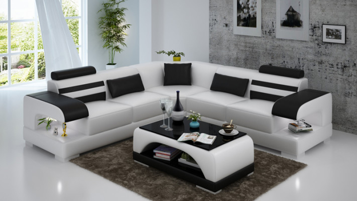 Lieder mëll Canapé Wunnlandschaft Ecksofa Eckgarnitur Design Modern Sofa USB