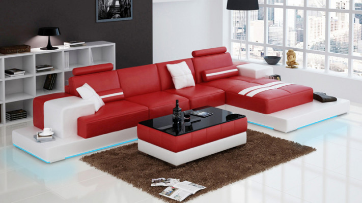 Exklusiv elegant Eckcouch an L-Form Routen Design fir stilvoll Wunnraim