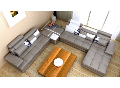 Ecksofa Sofa mat USB Wohnlandschaft Lieder-Sofa XXL Designer Sofas Wolfhagen Gro.