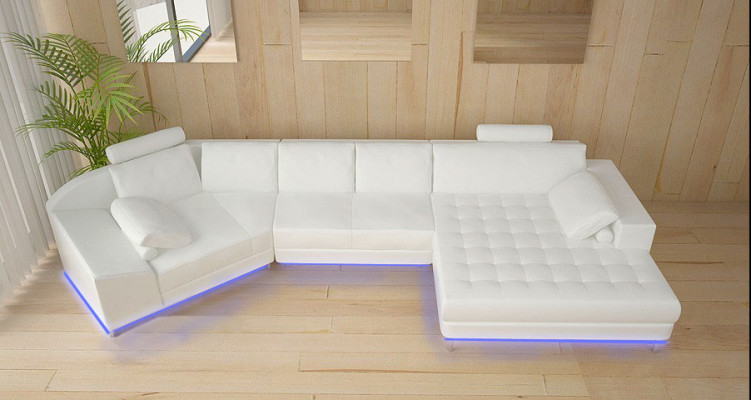Ledersofa mat USB Wunnlandschaft Eckssofa Eck Garnitur Design Modern Sofa A1116