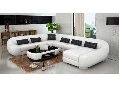 Modern Ledersofa+USB, Ecksofa Wunnecht Sëtzpolster Couch Garnitur Neu
