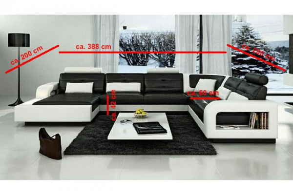 Ecksofa mat USB Polster Sofa Wunnlandschaft Sëtzeck Garnitur Lieder Textil H2209
