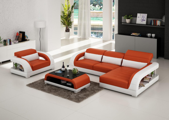 Ledercouch Couch Wunnlandschaft Ecksotz Fotell Set Garnitur Design Sofa USB Neien