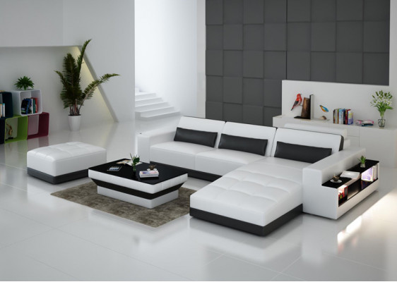 Ledercouch Couch Wunnlandschaft Eckcouch Eck Garnitur Design Modern Sofa G8019E