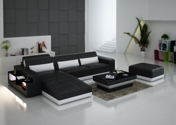 Ledercouch Couch Wunnlandschaft Eckcouch Eck Garnitur Design Modern Sofa G8019E