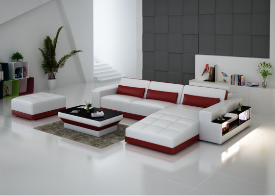 Ledercouch Couch Wunnlandschaft Eckcouch Eck Garnitur Design Modern Sofa G8019E