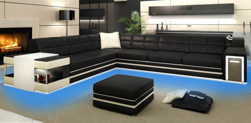Designersofa Ecksofa Canapé Liederpolster Sëtz Eck Garnitur +Lucht Nei PH3026