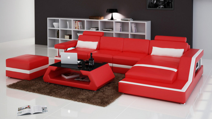 Ledersofa Canapé Wohnlandschaft Modern Wénkel Dekor Eckcanapé Design Garnitur