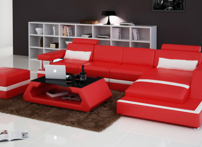Ledersofa Canapé Wohnlandschaft Modern Wénkel Dekor Eckcanapé Design Garnitur