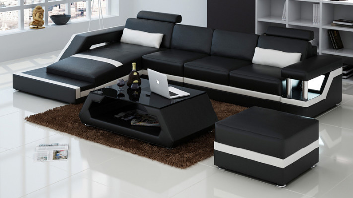 Ledersofa Canapé Wohnlandschaft Modern Wénkel Dekor Eckcanapé Design Garnitur