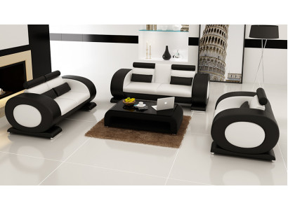 Ledercanapé Couch Wonlandschaft 3+2+1 Sëtz Garnitur Design Modern
